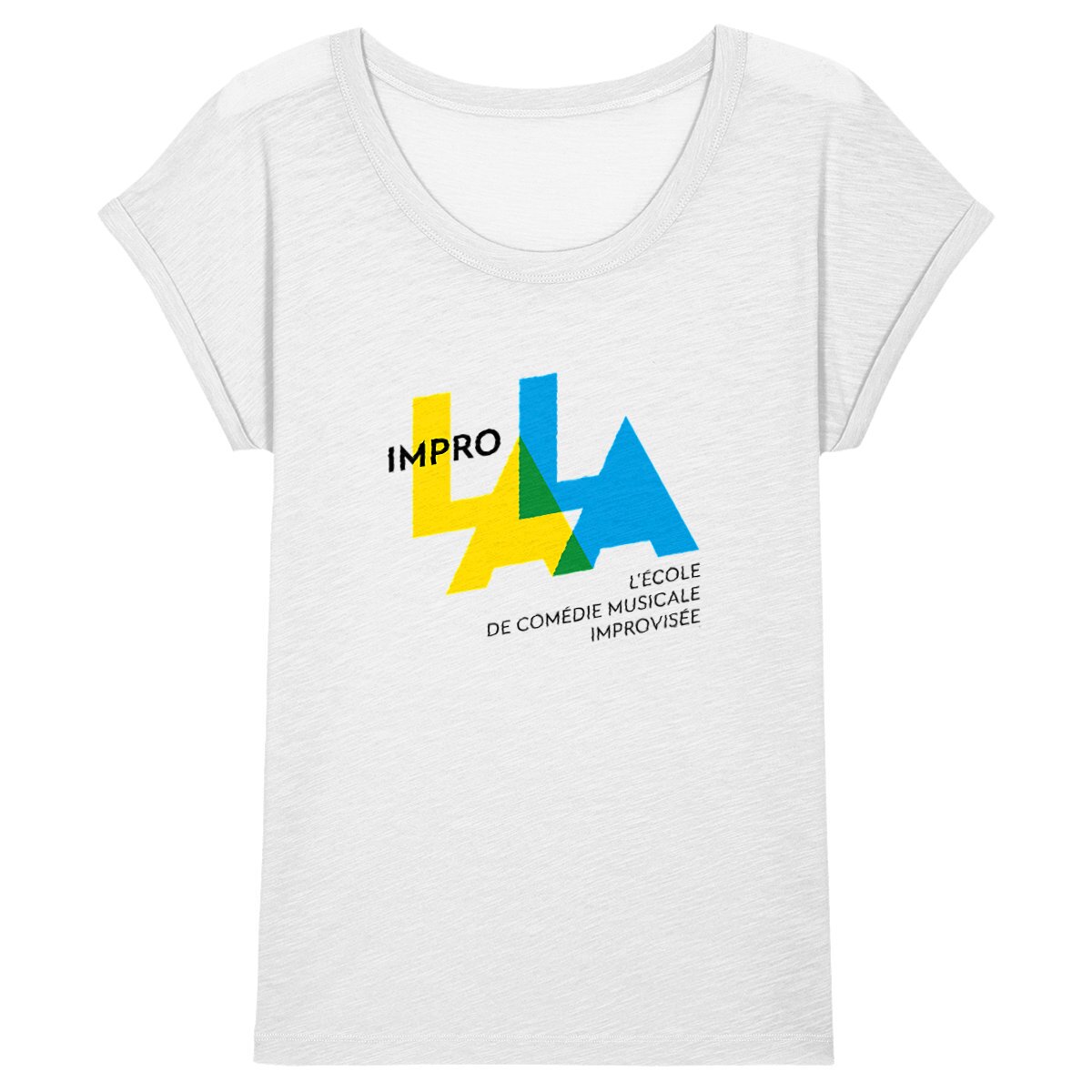 Image back Tee-Shirt Femme col large - coton bio - couleurs claires