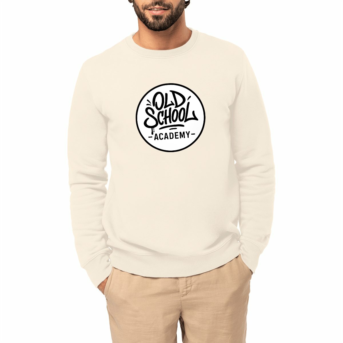 Sweat "Old Shool Academy" - Fond Blanc