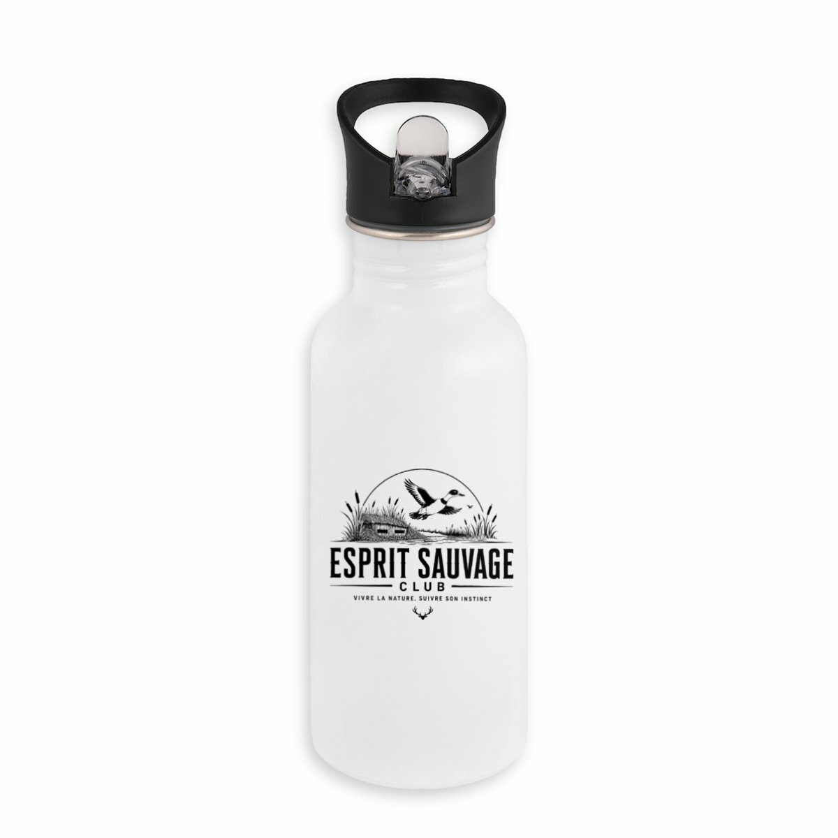 Bouteille en inox avec paille - Image