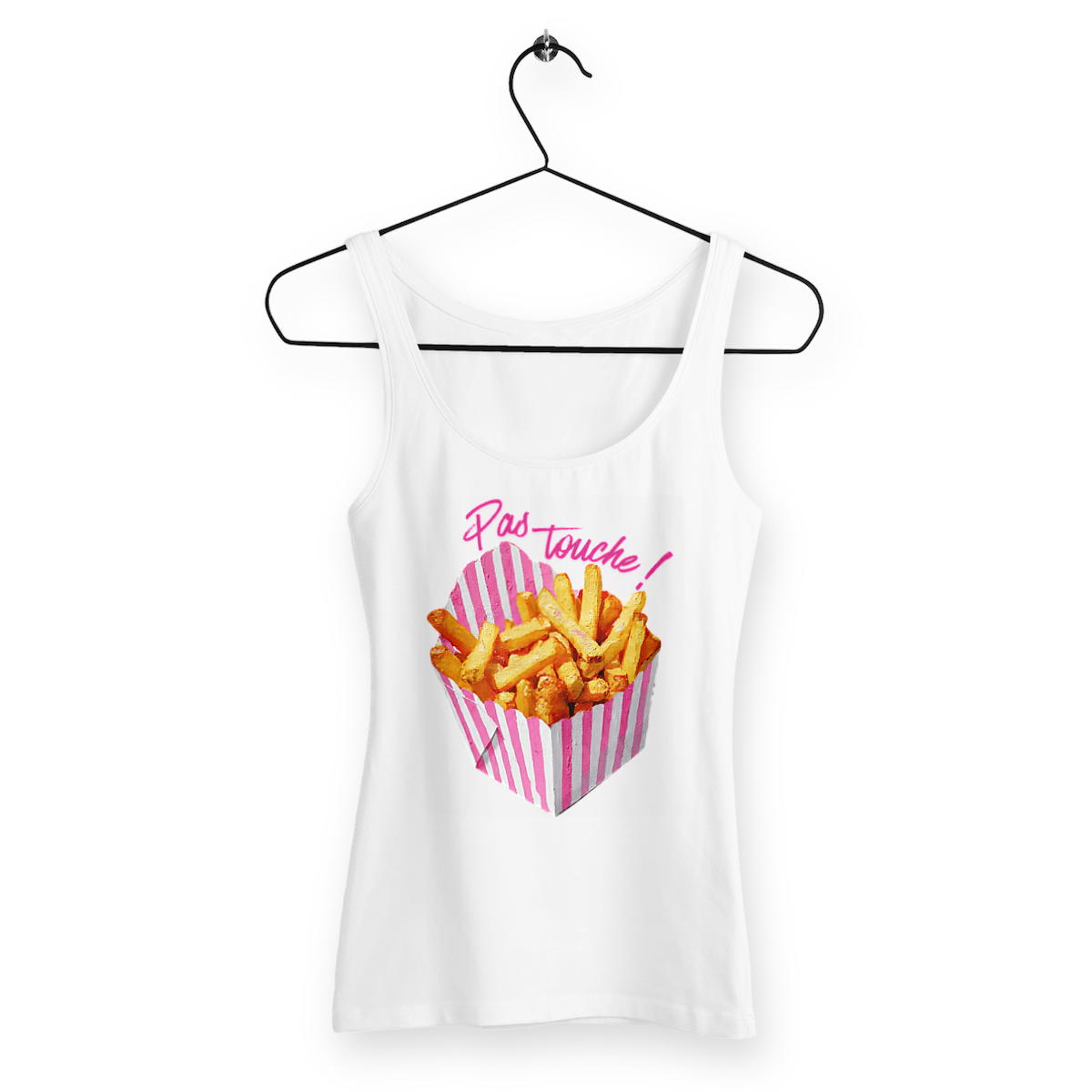 Image front Débardeur femme - 100% coton bio - Pas touche à mes frites ! 