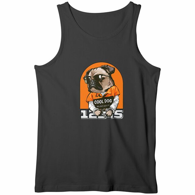 Débardeur Homme Illustré Cool DoG Noir et Orange - Image