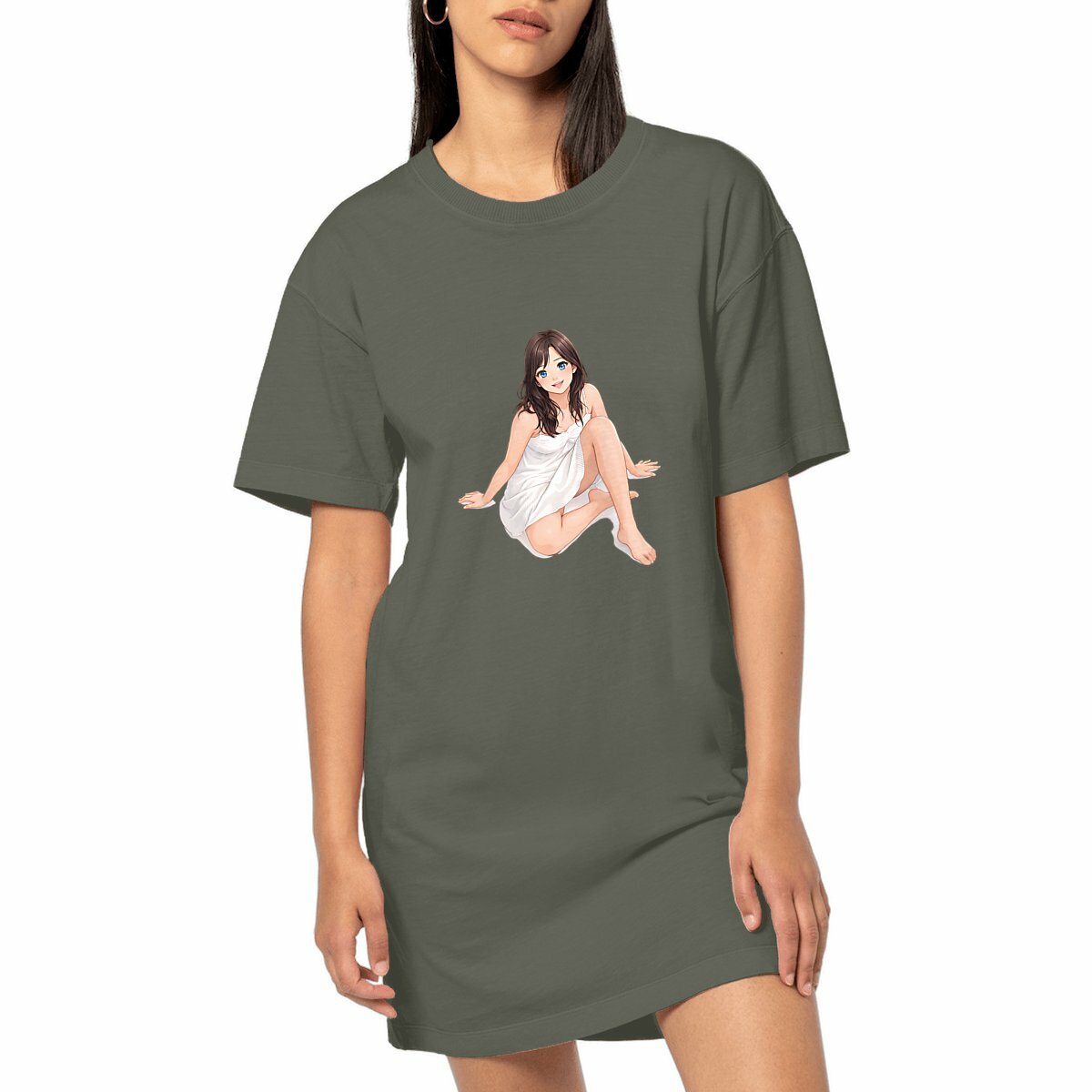 Image front Robe T-shirt Vintage jeune femme Manga