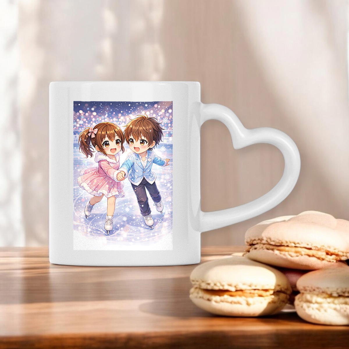 Image front Mug à anse en forme de coeur amoureux patinage