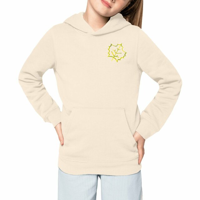 Sweat à capuche Epais Enfant - Coloris Clair Feuille Stylisée