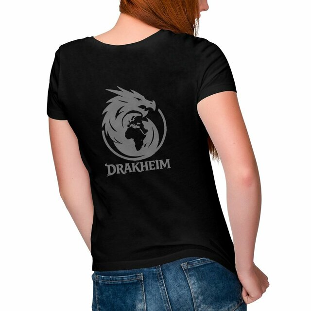 Drakheim Original - T-shirt Femme Col V avec logo