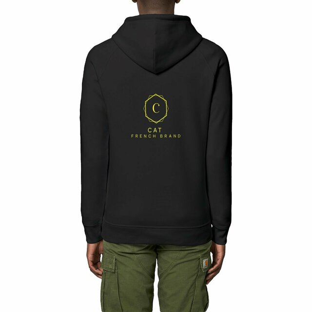 Sweat à capuche Unisexe CAT 85% coton biologique peigné, 15% polyester recyclé