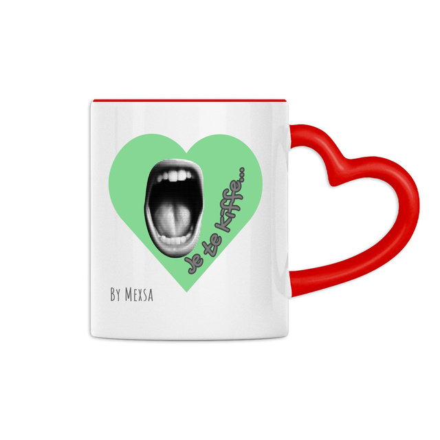 Image front Mug à anse en forme de coeur - Je te Kiffe