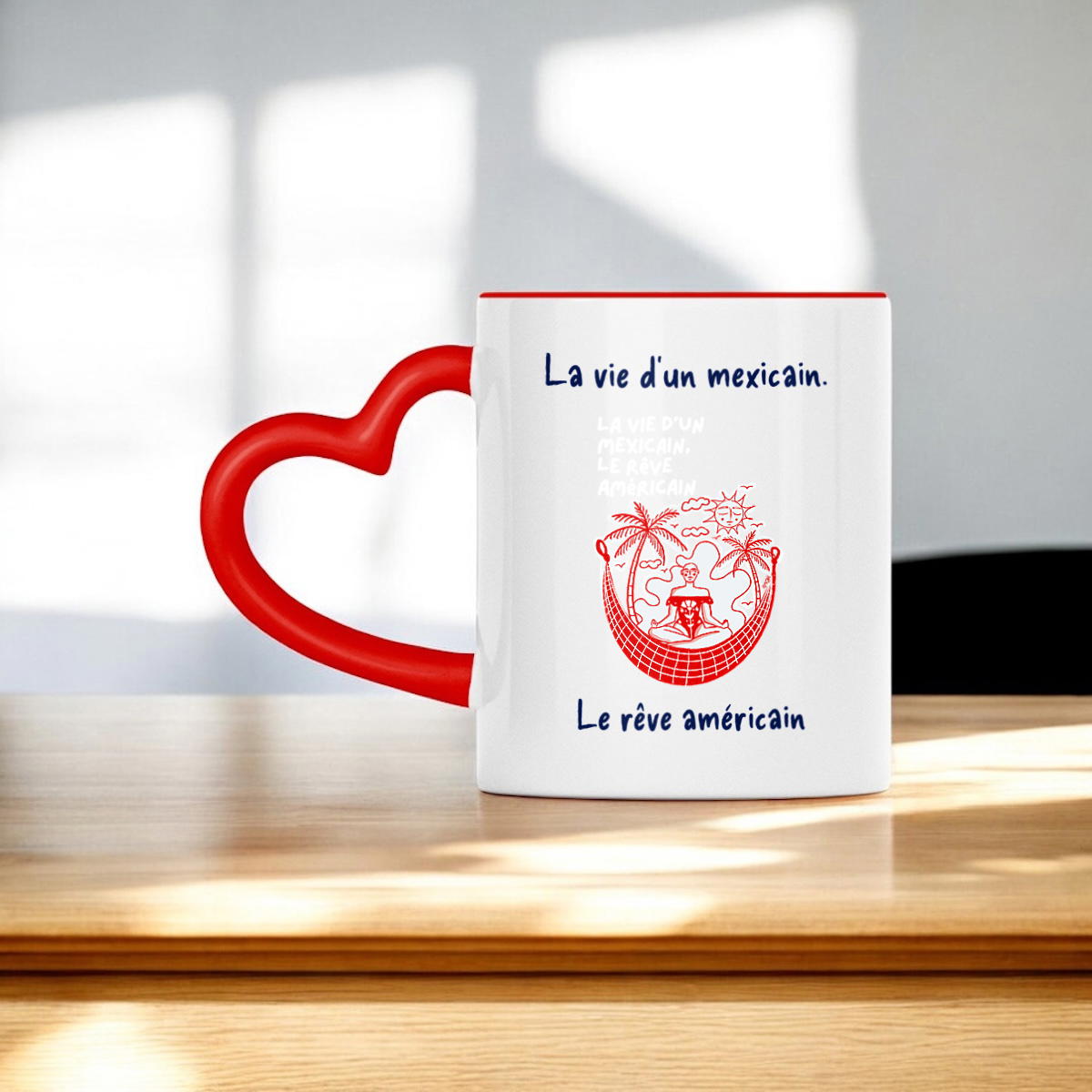 Image front Mug à anse en forme de coeur - Je te Kiffe