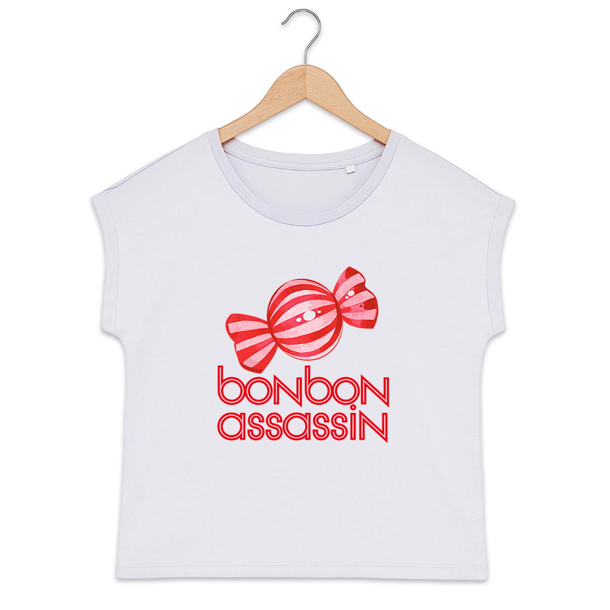 Image front T-shirt femme biologique manches à revers - Bonbon Assessin