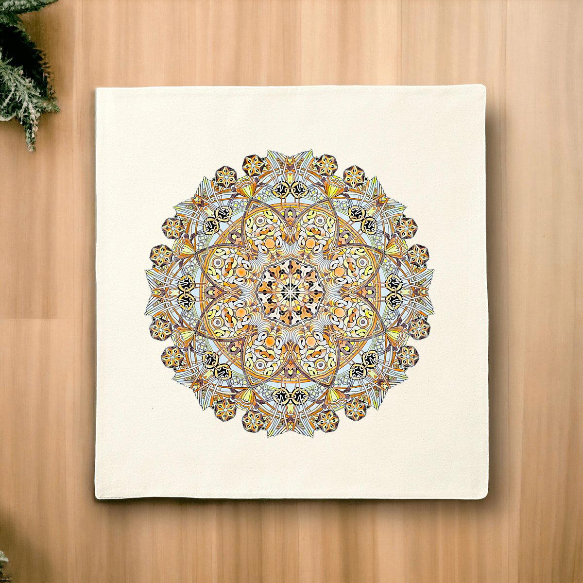 Image front Golden Mandala Cotton cushion cover