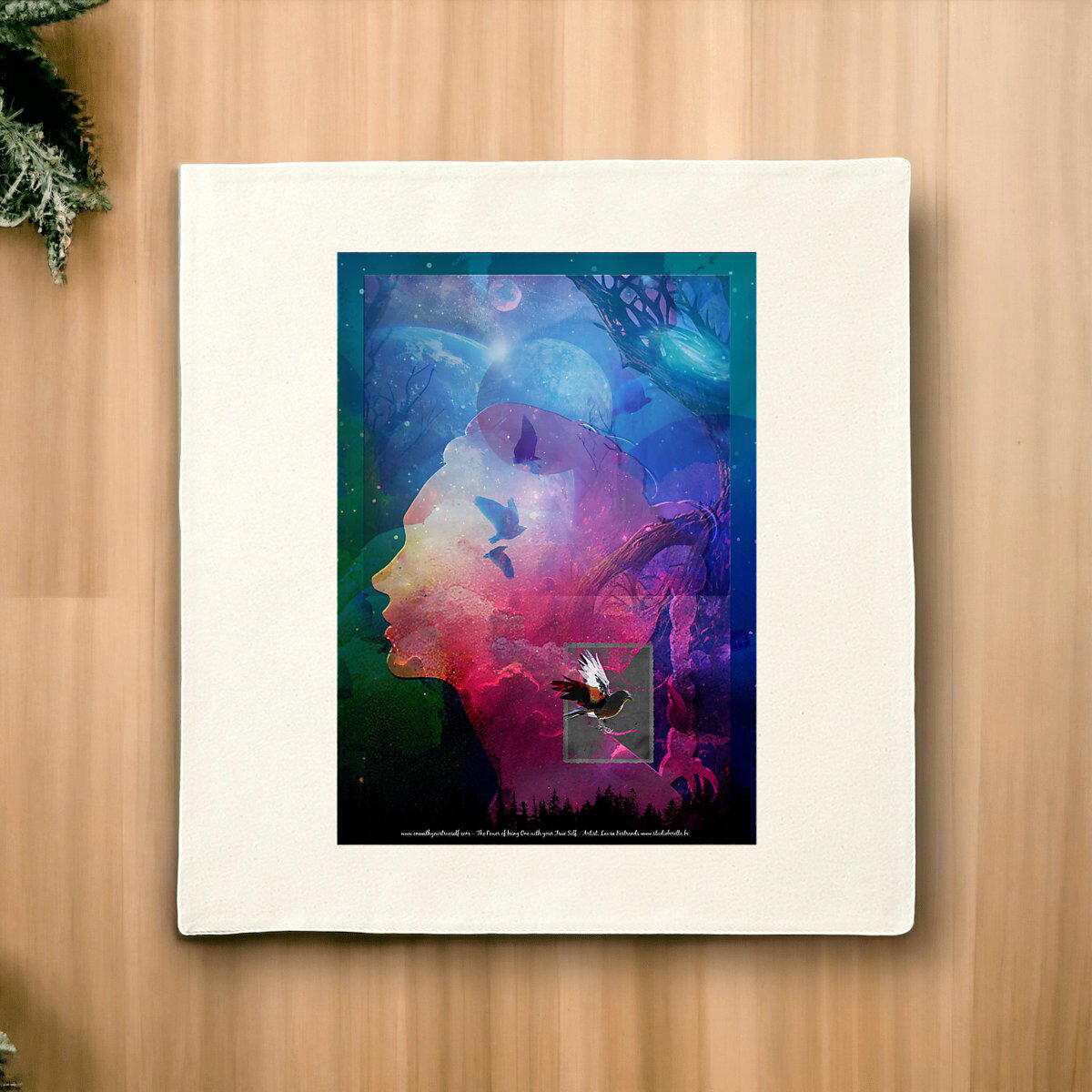 Image front The Power of being One with your True Self Cotton cushion cover