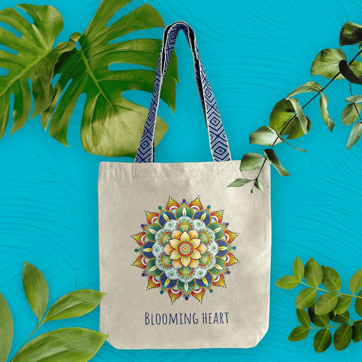 Image front Blooming heart Ethnic totebag