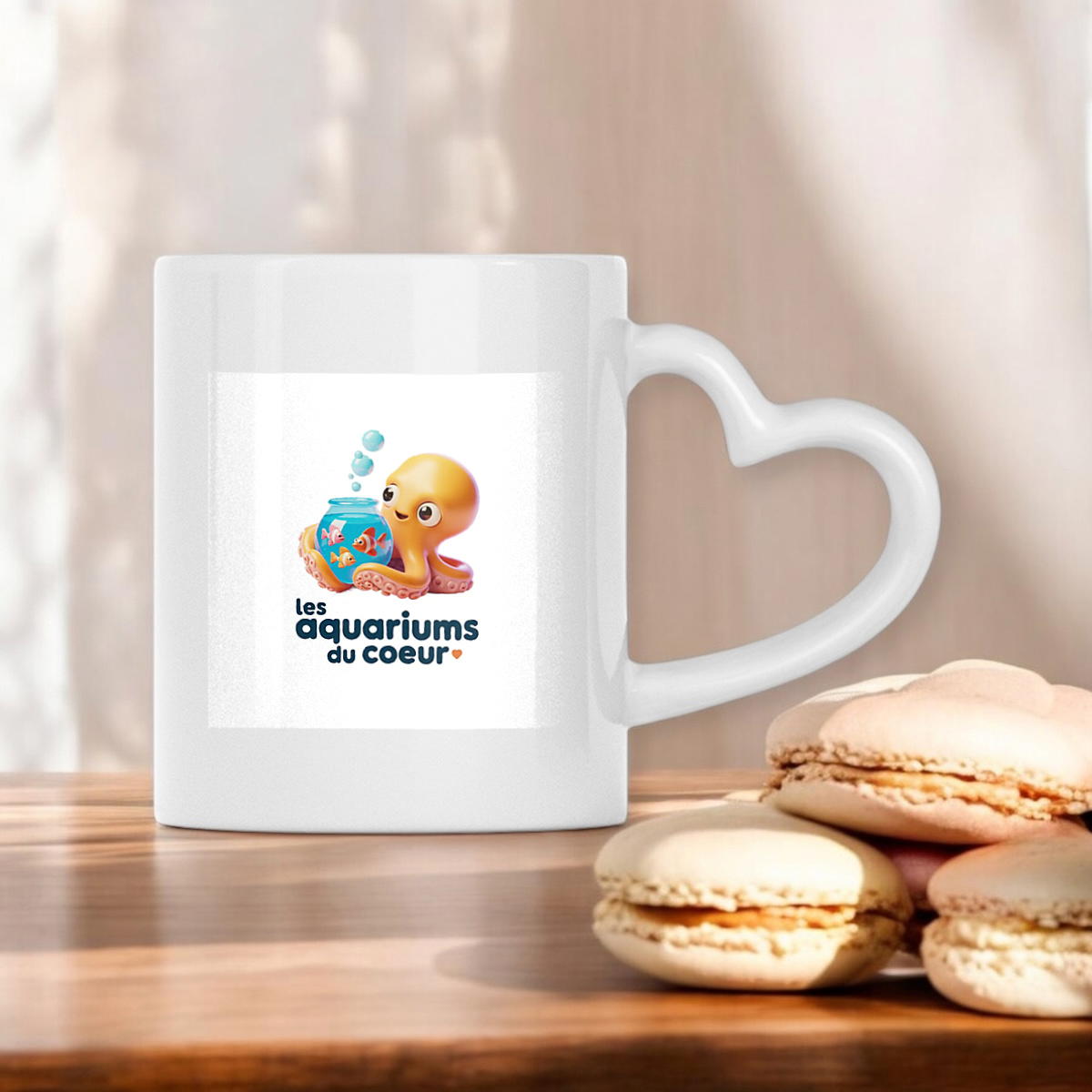 Mug à anse en forme de coeur pieuvre