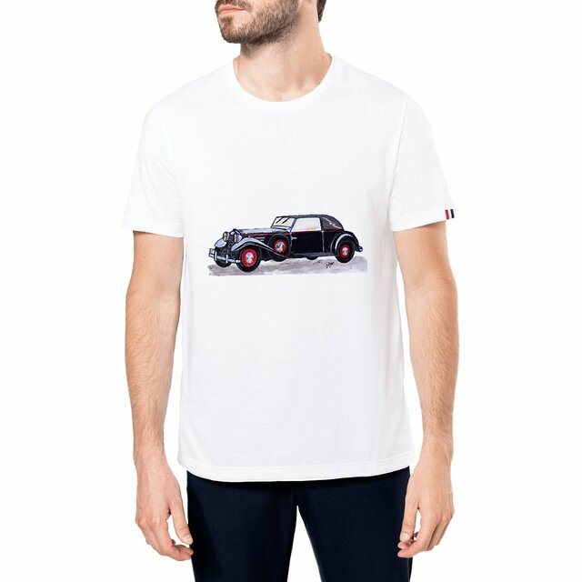 Image front T-shirt Homme Made in France « Voiture ancienne ». Voiture ancienne JFD. D39-N46