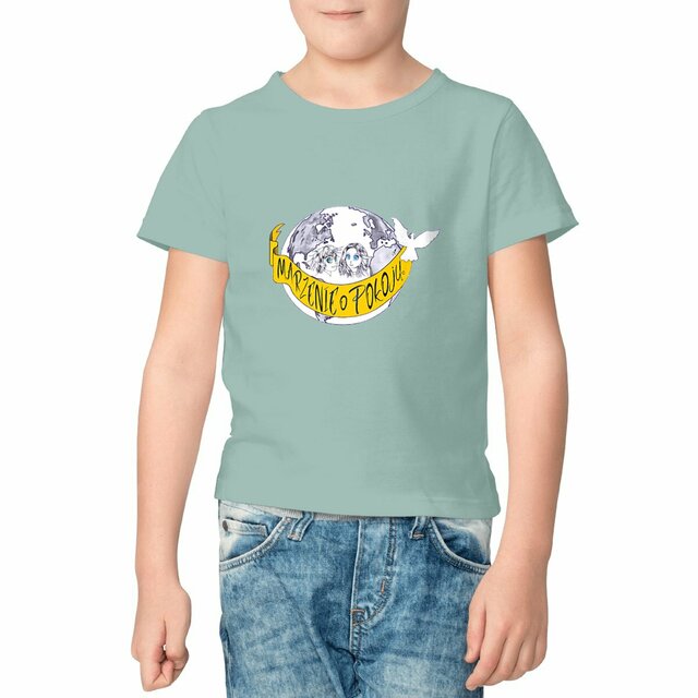 Image front T-shirt Enfant Épais «Rêve de Paix».PO- Manga ados + banderole en polonais. D97-N49