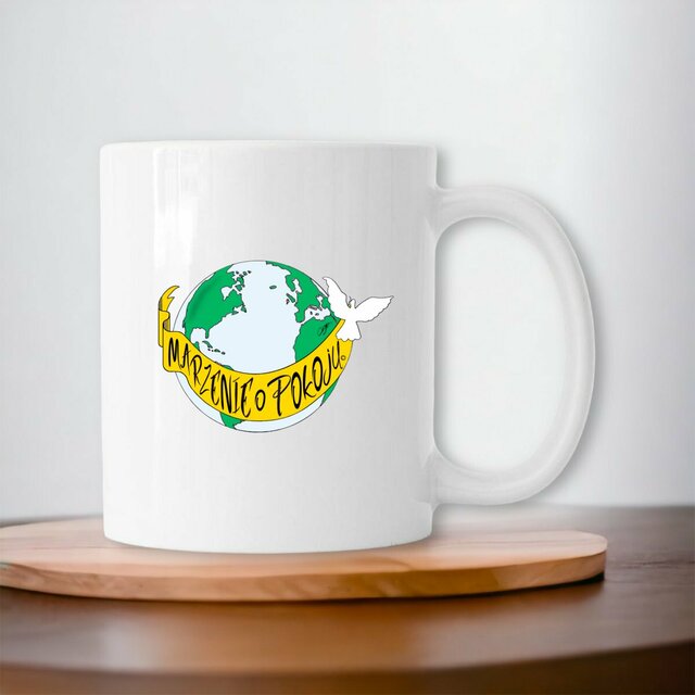 Image front Mug Céramique « Rêve de Paix ». PO-Banderole en polonais. D56-N40 
