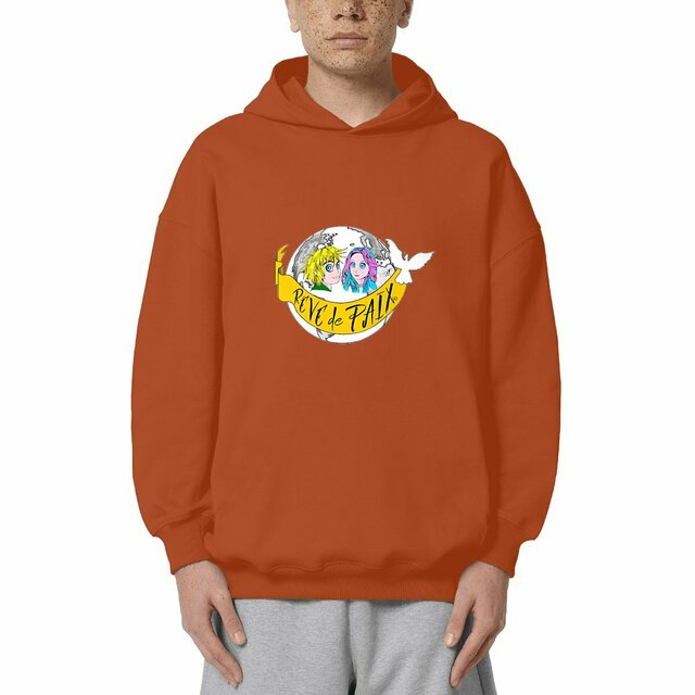 Image front Sweat à capuche Unisexe Oversized "Rêve de Paix" Manga couleur Banderole. DBAA-N10