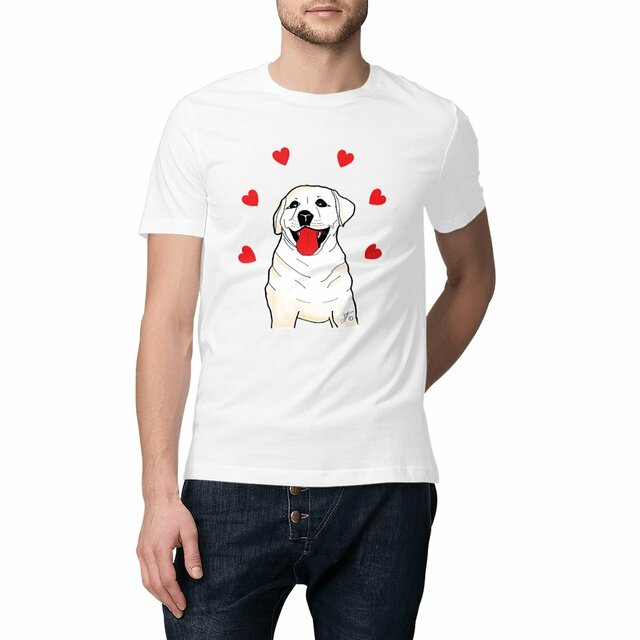 Image front T-shirt Unisexe Classique « SULTAN le labrador » Chien labrador avec cœurs. D5C-N8