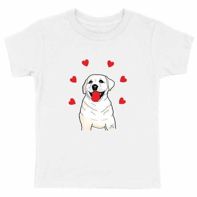 Image back T-shirt Enfant Épais « SULTAN le labrador ». Labrador avec cœurs. D5C-N49