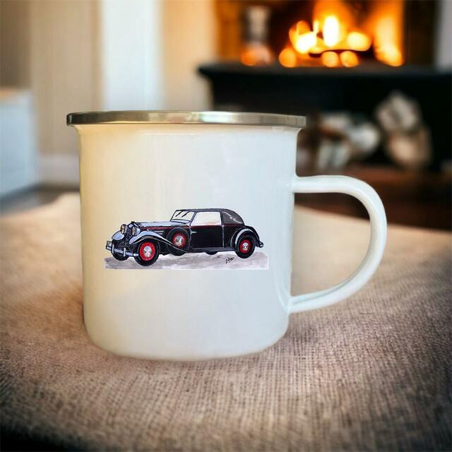 Image front Mug Métal « Voiture ancienne ». Voiture ancienne JFD. D39-N39