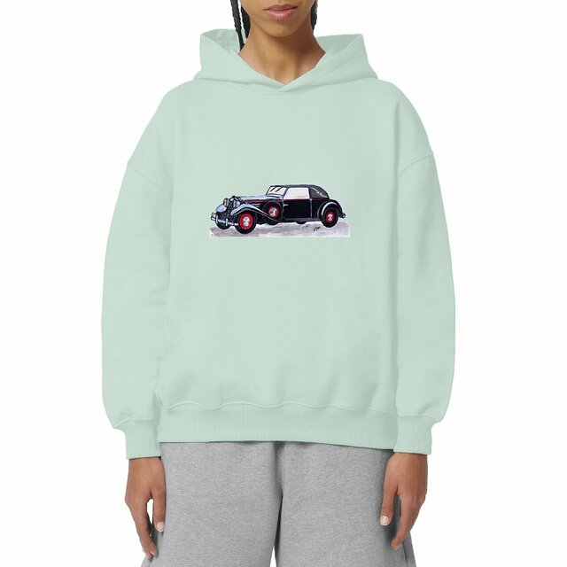 Image front Sweat à capuche Unisexe Oversized « Voiture ancienne ». Voiture ancienne JFD.D39-N10