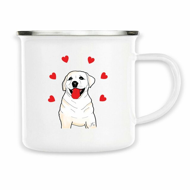 Image back Mug Métal « SULTAN le labrador ». Labrador avec cœurs.D5C-N39
