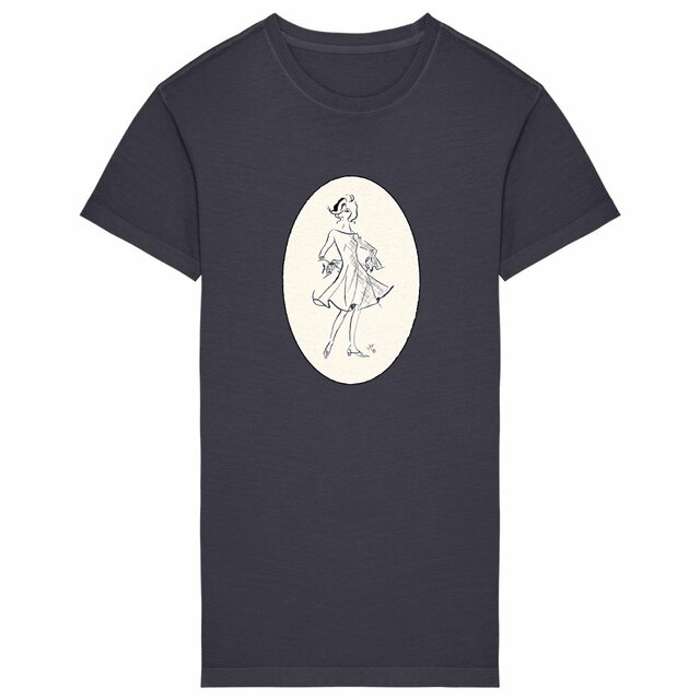 Image back Robe t-shirt Femme Vintage « Série French Touch Élégance ™ ». D3-N2 Médaillon.    