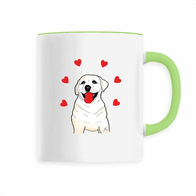 Image back Mug Céramique « SULTAN le labrador ». Labrador avec cœurs. D5C-N40