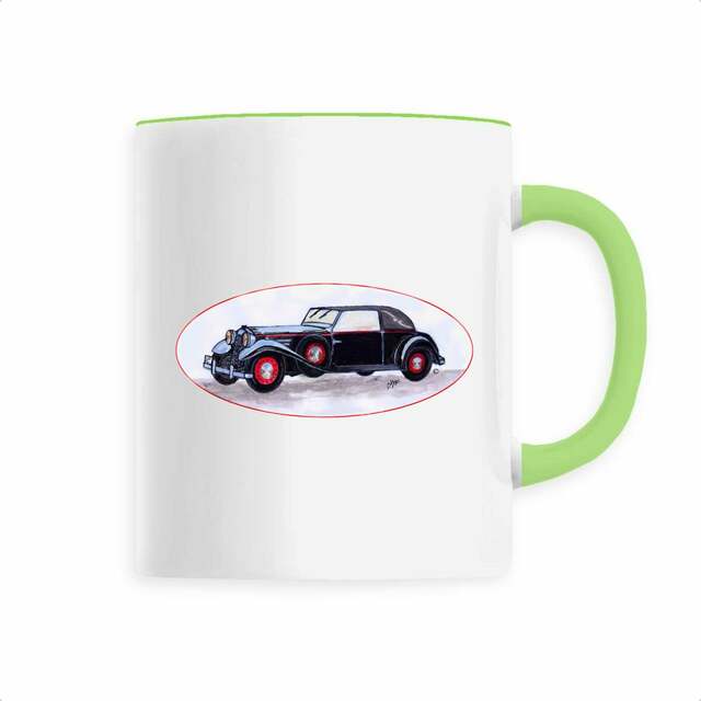 Image back Mug Céramique « Voiture ancienne ». Voiture ancienne médaillon JFD. D39M-N40