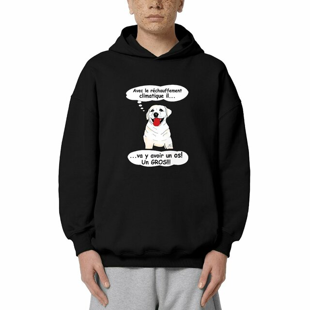 Image front Sweat à capuche Unisexe Oversized « SULTAN le labrador ». Labrador humour. D38S-N10 