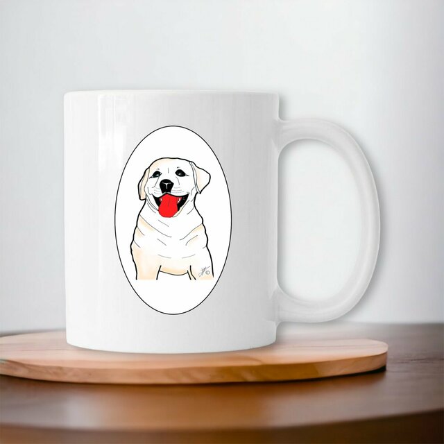 Image front Mug Céramique « SULTAN le labrador ». Labrador en médaillon. D5B-N40