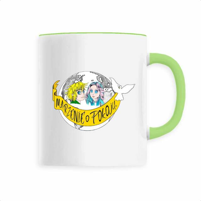 Image back Mug Céramique « Rêve de Paix ». PO-Manga couleur – Ados-Banderole en polonais. DBA4-N40