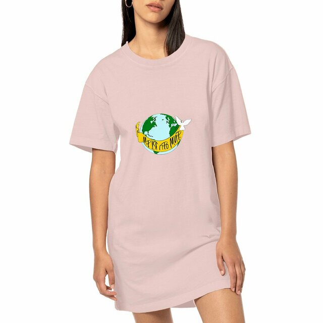 Image front Robe T-shirt Femme Vintage « Rêve de Paix ».UK- Banderole en ukrainien. D57-N2