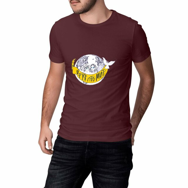 Image front T-shirt Unisexe Classique «Rêve de Paix». UK- Manga 2 ados banderole en ukrainien. D98-N8
