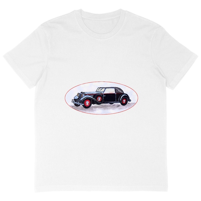 Image back T-shirt Homme Oversized «Voiture ancienne». Voiture ancienne médaillon JFD. D39M-N44