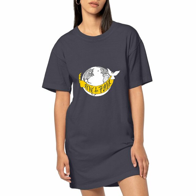 Image front Robe T-shirt Femme Vintage « Rêve de Paix ». D85-N2