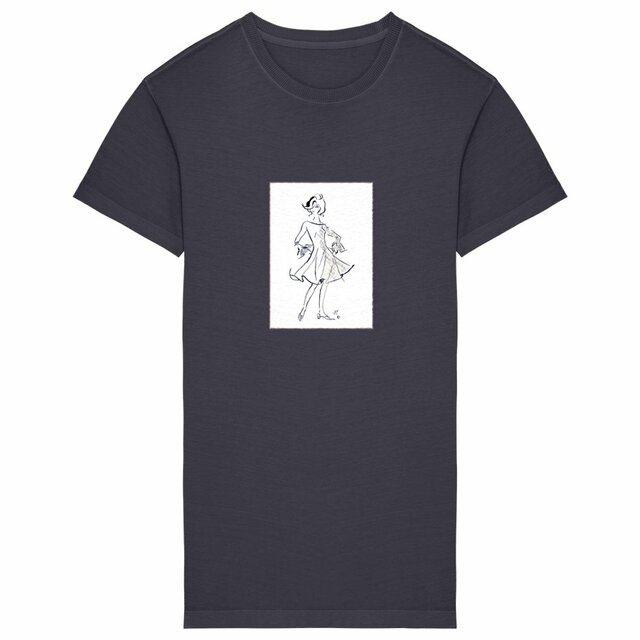 Image back Robe t-shirt Femme Vintage « Série French Touch Élégance ™ ». D2-N2. Encadré.    