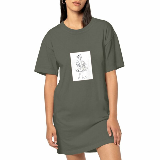 Image front Robe t-shirt Femme Vintage « Série French Touch Élégance ™ ». D2-N2. Encadré.    