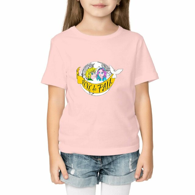 Image front T-shirt Enfant Épais « Rêve de Paix ». Manga couleur -Ados et banderole. DBAA-N49