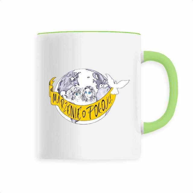 Image back Mug Céramique « Rêve de Paix ». PO-Manga Ados + banderole en polonais. D97-N40.