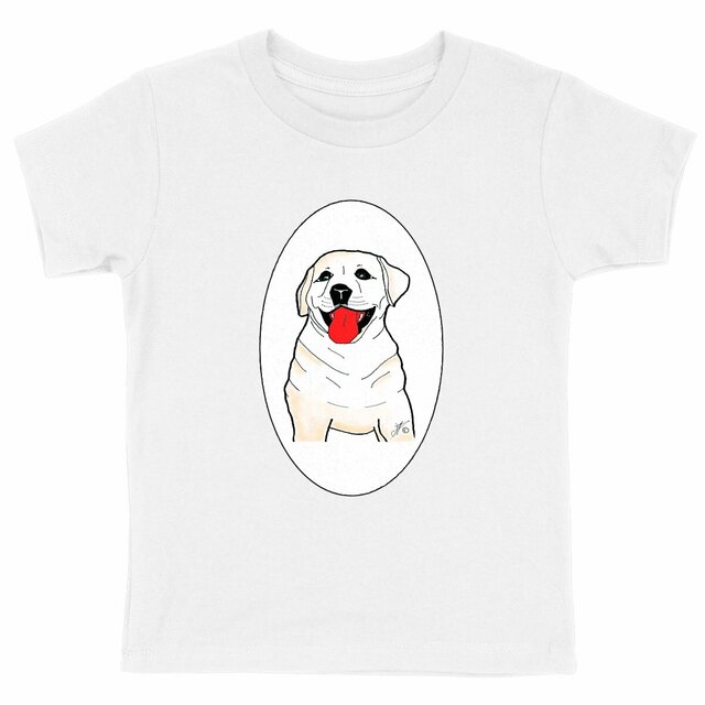 Image back T-shirt Enfant Épais « SULTAN le labrador ». Labrador avec cœurs. D5B-N49