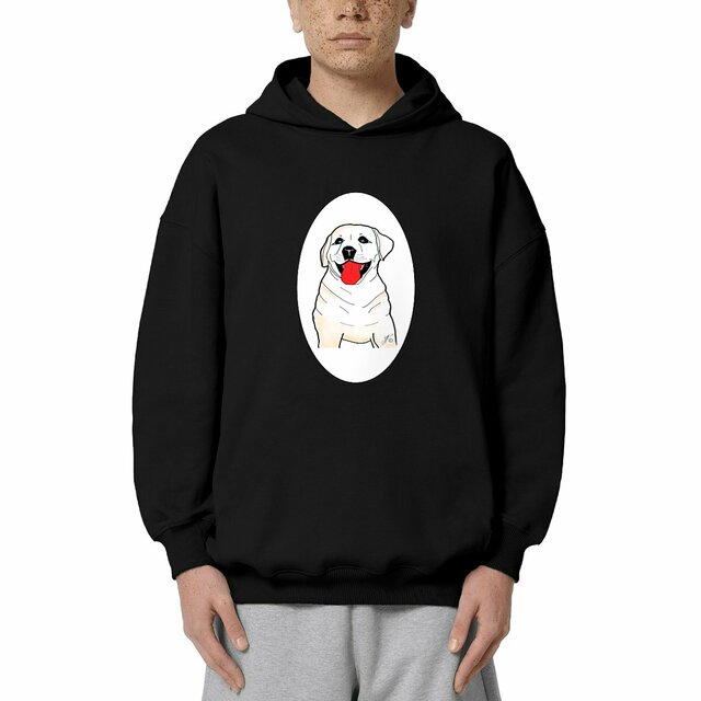 Image front Sweat à capuche Unisexe Oversized « SULTAN le labrador ».Labrador médaillon.D5B-N10 