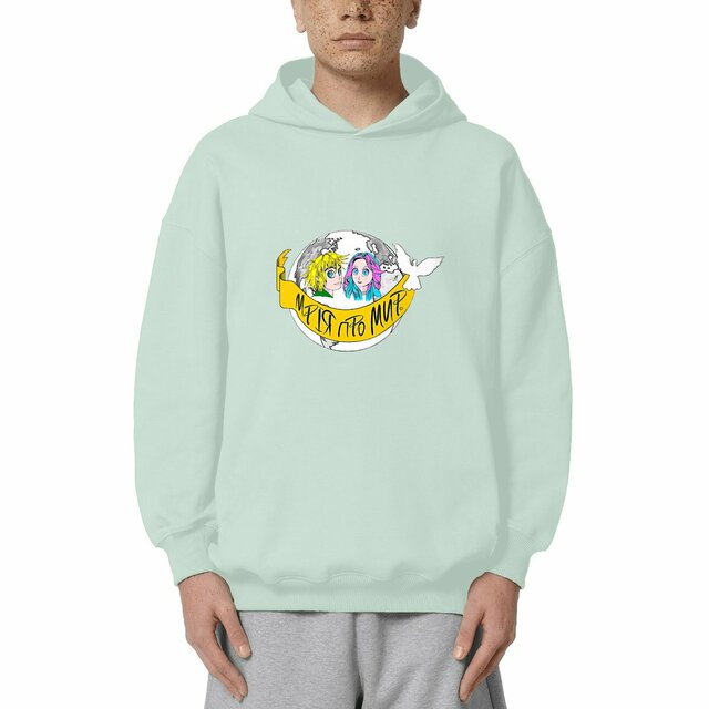 Image front Sweat à capuche Unisexe Oversized "Rêve de Paix» UK-Manga couleur en ukrainien.DBA5-N10