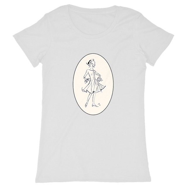 Image back T-shirt Femme Classique « Série French Touch Élégance ™ ». D3-N26. Médaillon.