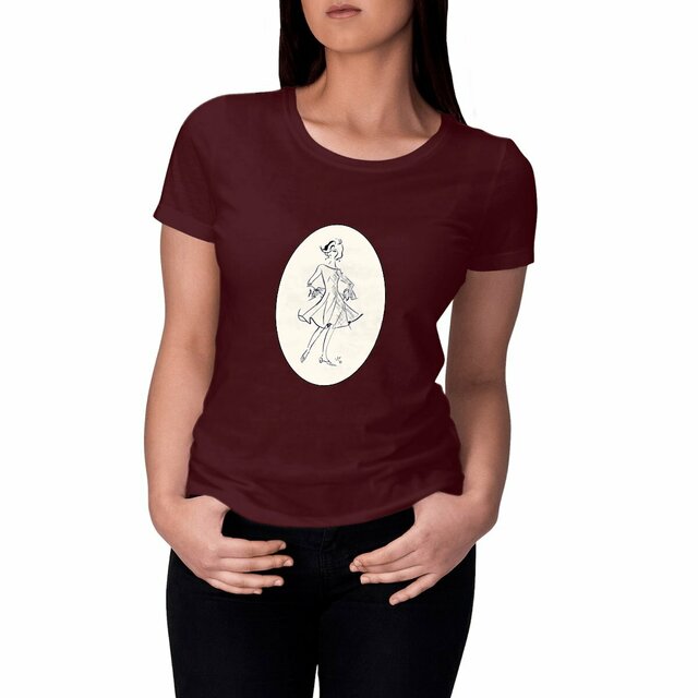 Image front T-shirt Femme Classique « Série French Touch Élégance ™ ». D3-N26. Médaillon.
