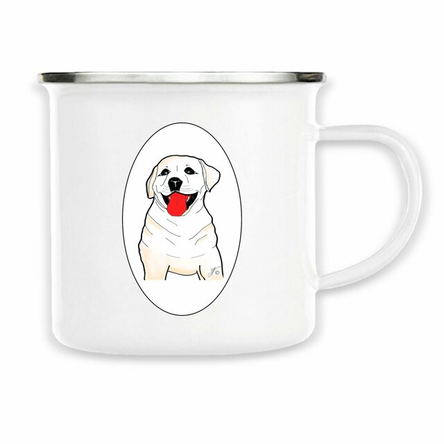 Image back Mug Métal «  SULTAN le labrador ». Labrador en médaillon. D5B-N39