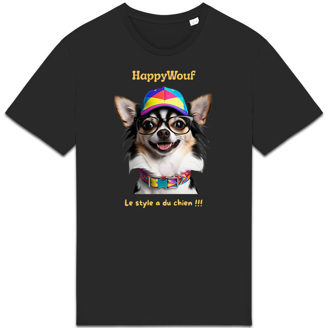 Image back T-shirt adulte HappyWouf chihuahua "le style a du chien"