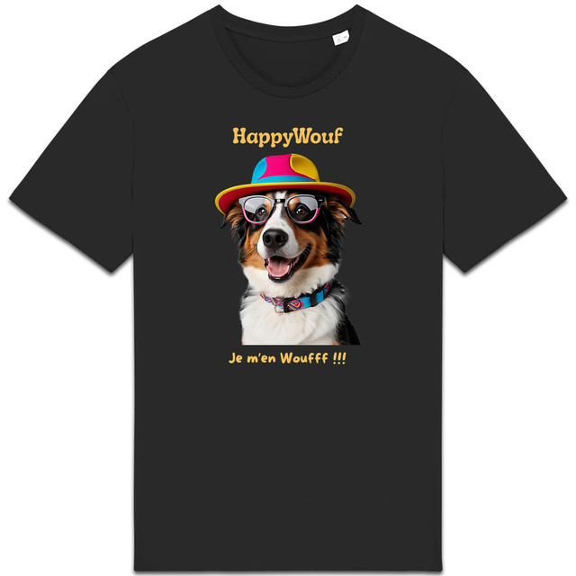 Image back T-shirt adulte HappyWouf Berger Australien "je m'en Wouf" - 8 couleurs disponibles 