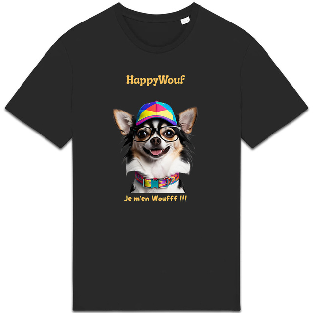 Image back T-shirt adulte HappyWouf Chihuahua "je m'en Wouf"