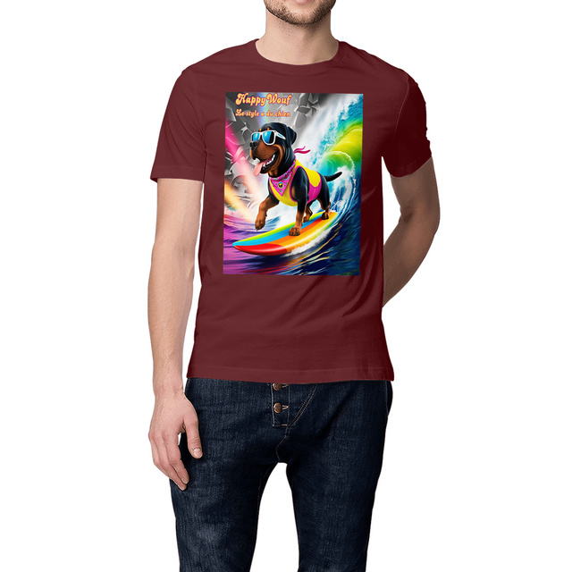 Image front T-shirt Unisexe épais avec chien fun années 90